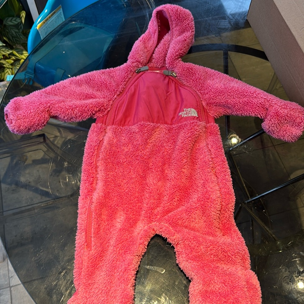 The north face pink girl winter jacket one piece